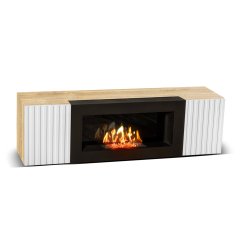Тумба под ТВ с биокамином SteelHeat IMOLA IMPULSE 140 см (корпус дуб Сонома / фасады белые)