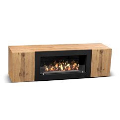 Тумба под ТВ с биокамином SteelHeat LIVORNO IMPULSE 140 см (корпус дуб Вотан / фасады дуб Вотан)